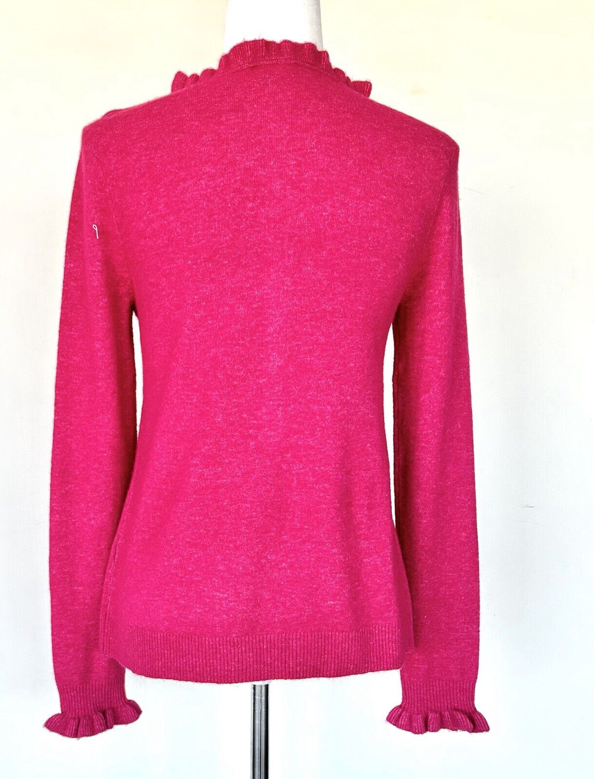 Edwina Cashmere Mix Henley Ruffle Neck Sweater Retail $138 Size XS