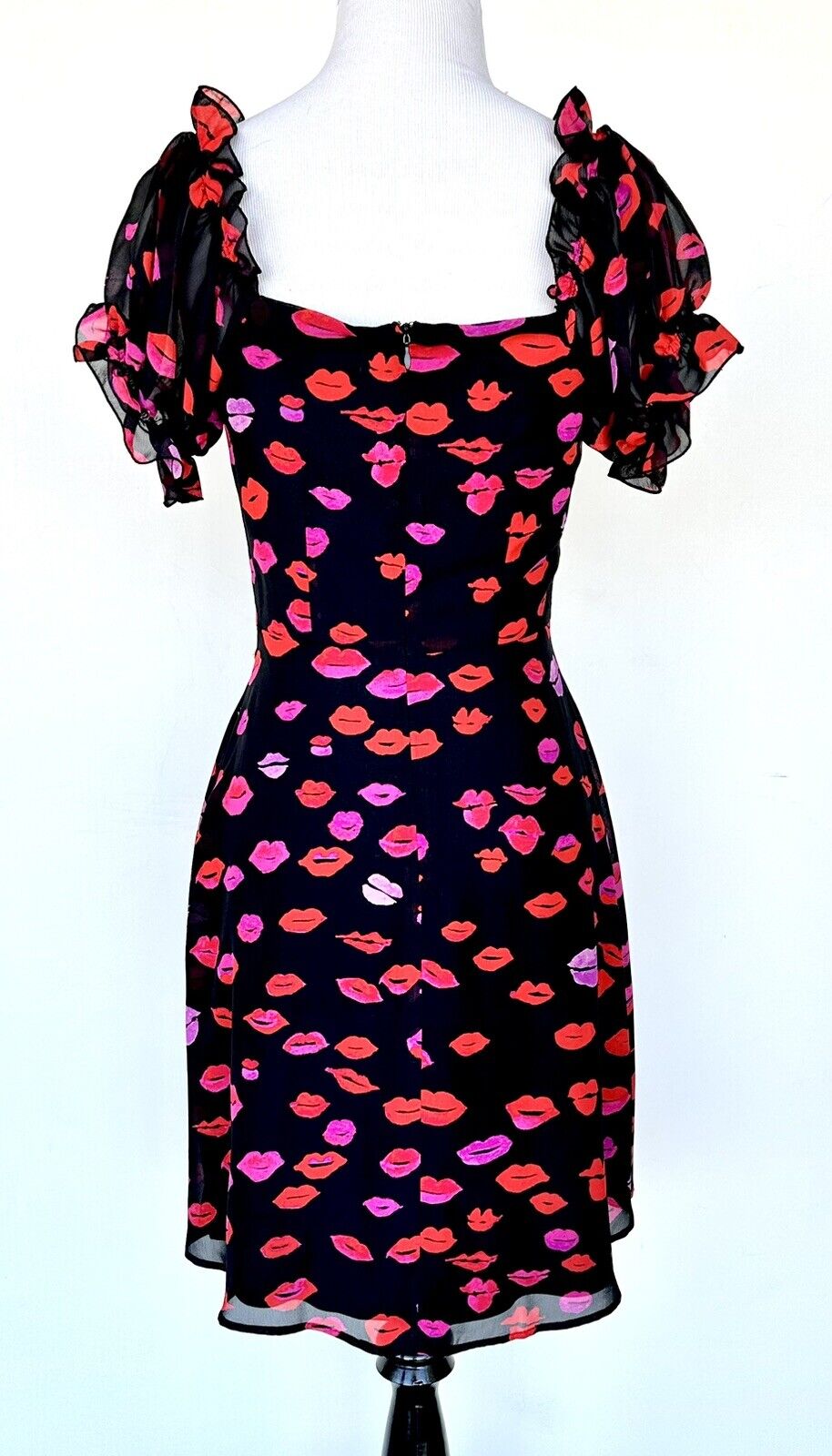 Betsey Johnson Black & Red Lips Lace Up Dress Retails $118 Price $89 Size 2