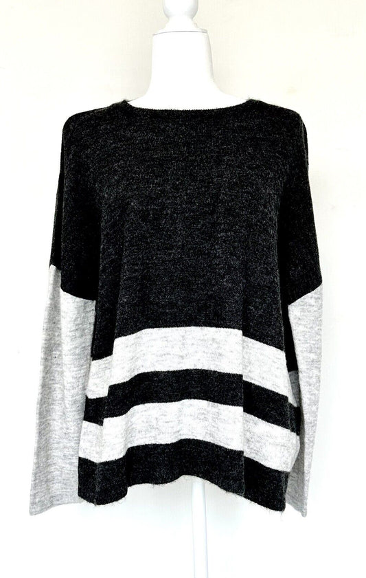 Beach Lunch Lounge Stripe Charcoal Sweater Retails $69 Price $39.95 S NWT