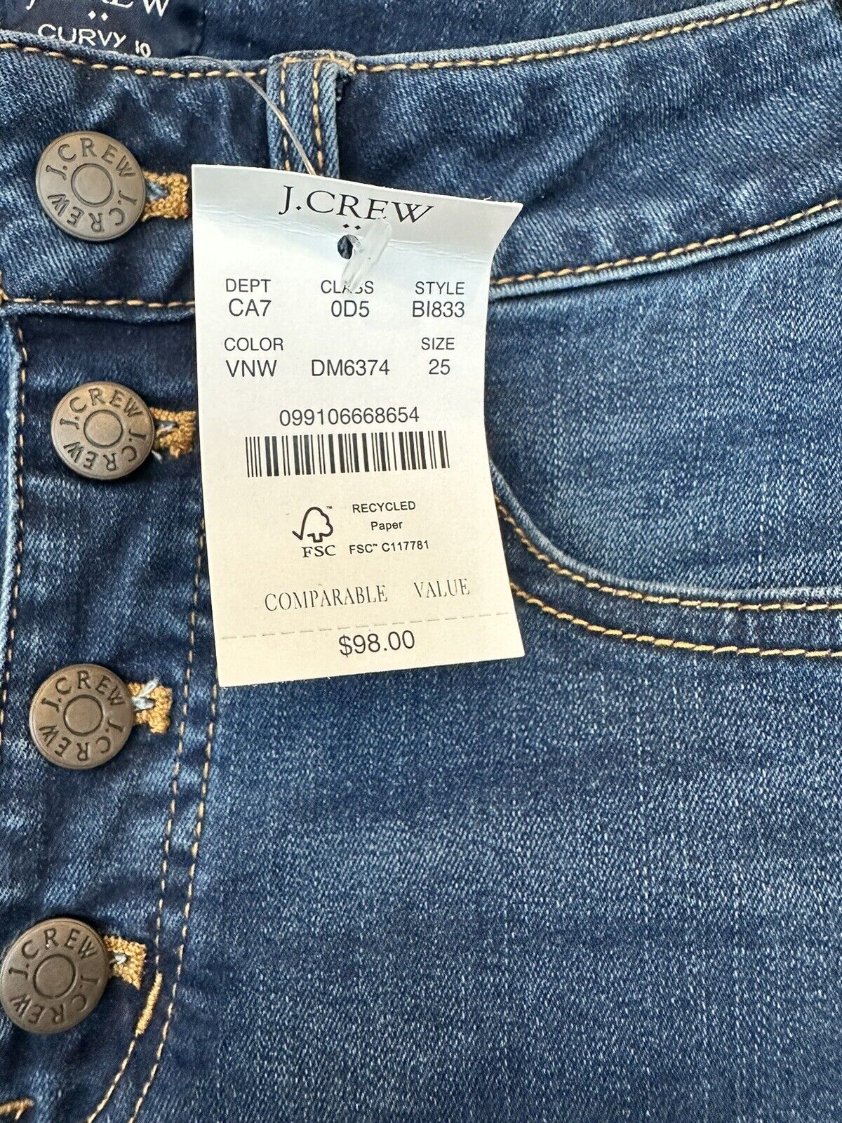 J. Crew Womens Jeans Curvy High-Rise Skinny Dark Wash Stretch Retail $98 Size 25