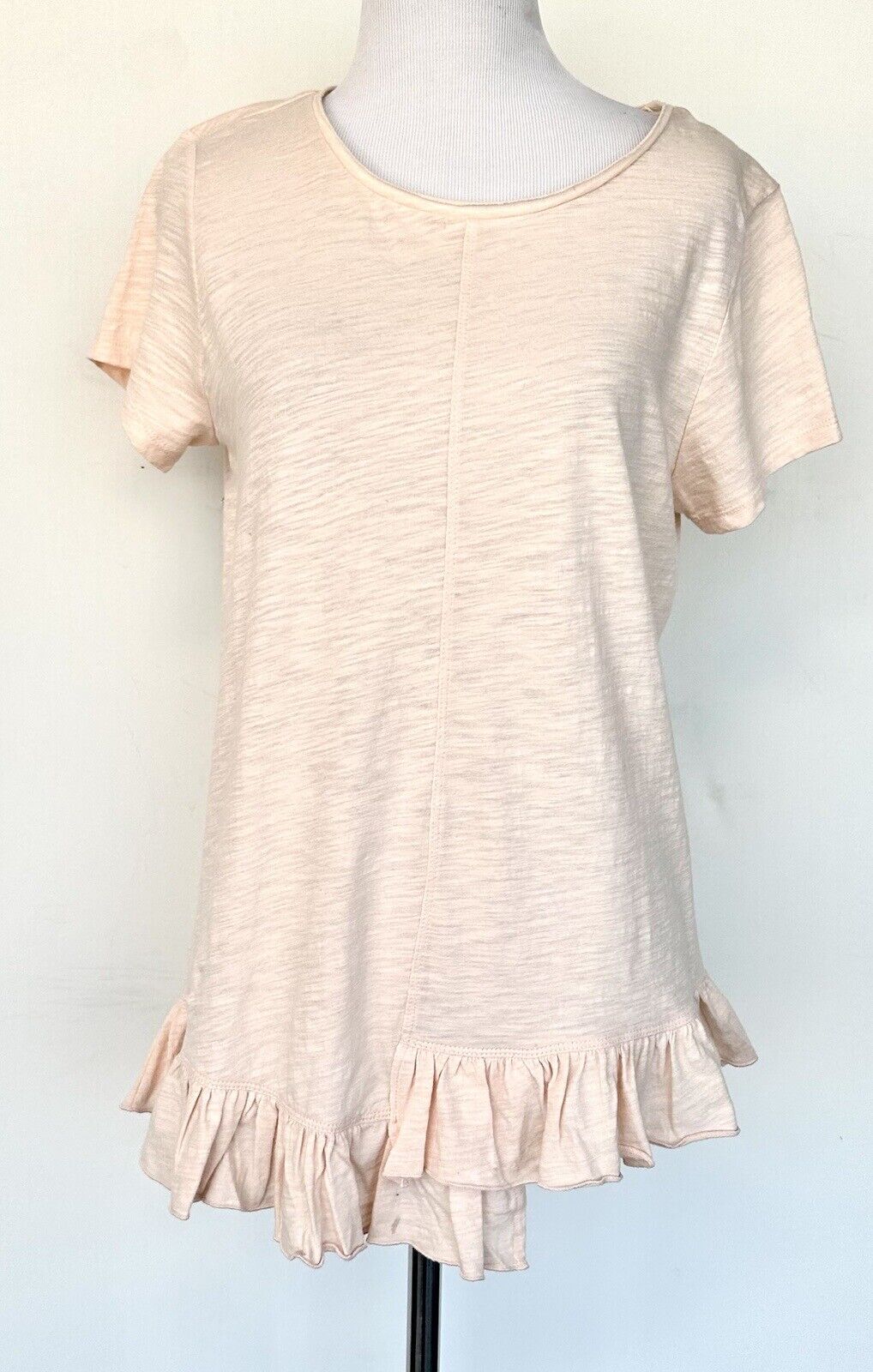 NWT Sundance 100% Cotton Ruffled Blush Pink Light Spirit Tee Size XS Retail $$58