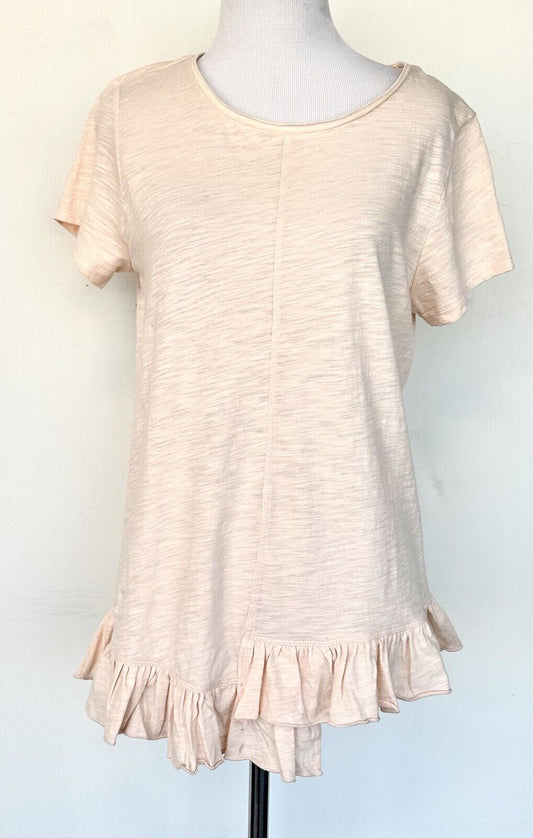 NWT Sundance 100% Cotton Ruffled Blush Pink Light Spirit Tee Size XS Retail $$58