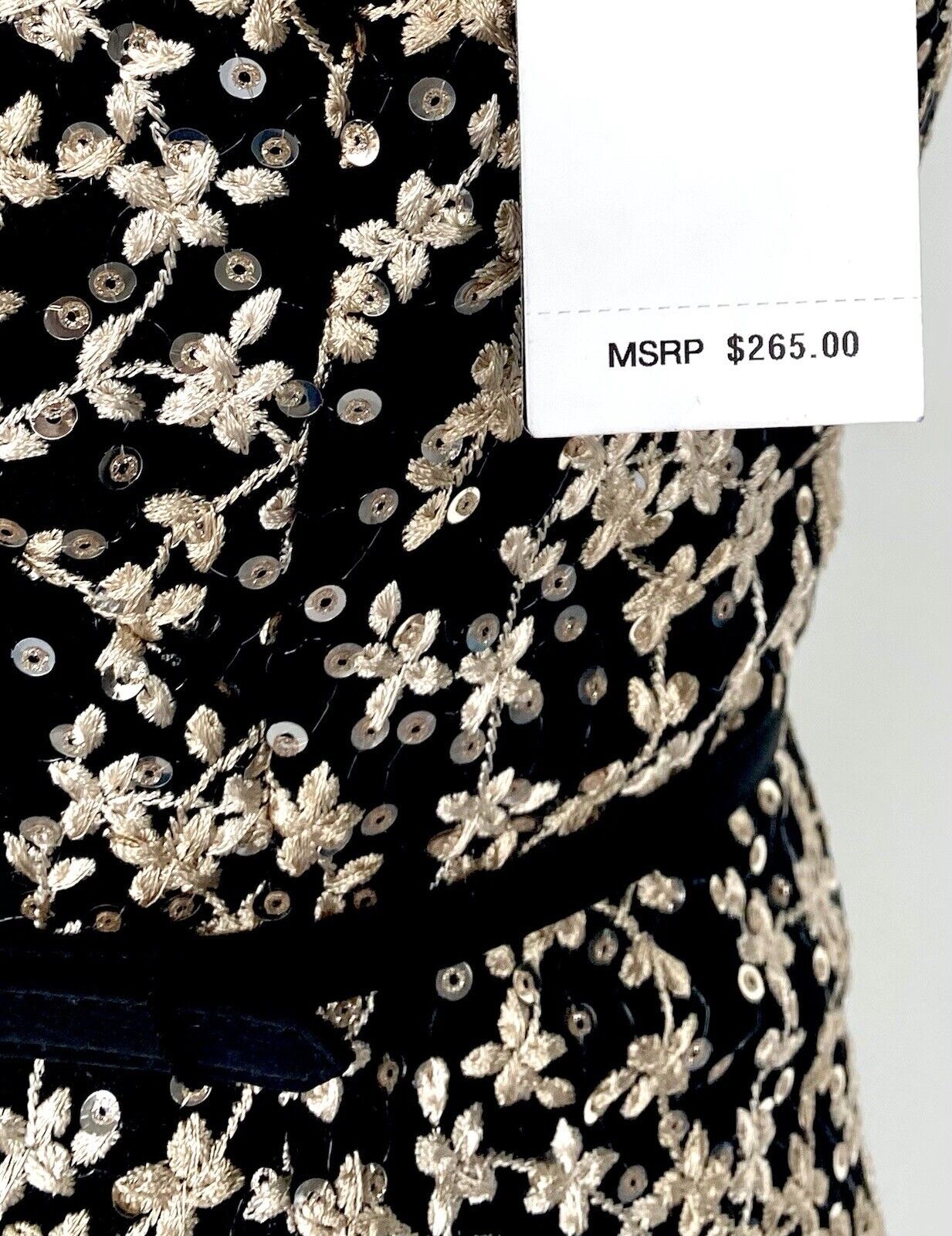 LAUREN RALPH LAUREN Black Gold Embroider Sequin Dress 0 Retail $265 Price $89