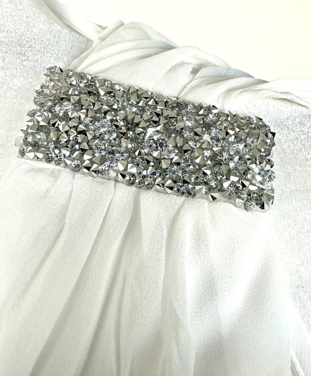 Aura White Grecian Style Wedding Dress / Formal Gown Size S Diamanté Detail