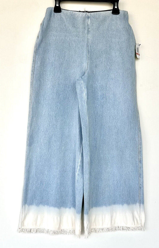 LYSSE High Waist Ombre Wide Leg Denim XS Bleached Out Blue Pull On Retail $128