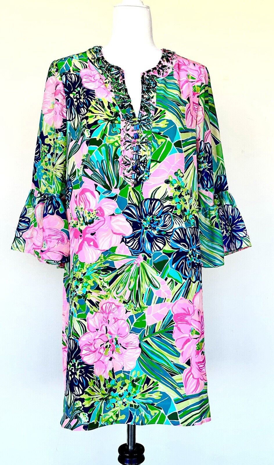 Lilly Pulitzer ELENORA Beaded SILK DRESS in Island Escape NWT SIZE M Retail $298