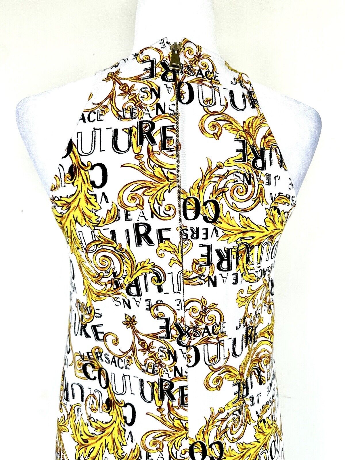 Versace Mini Shift Printed Logo Dress Sleeveless Retails $450 NWT XS US 38 IT