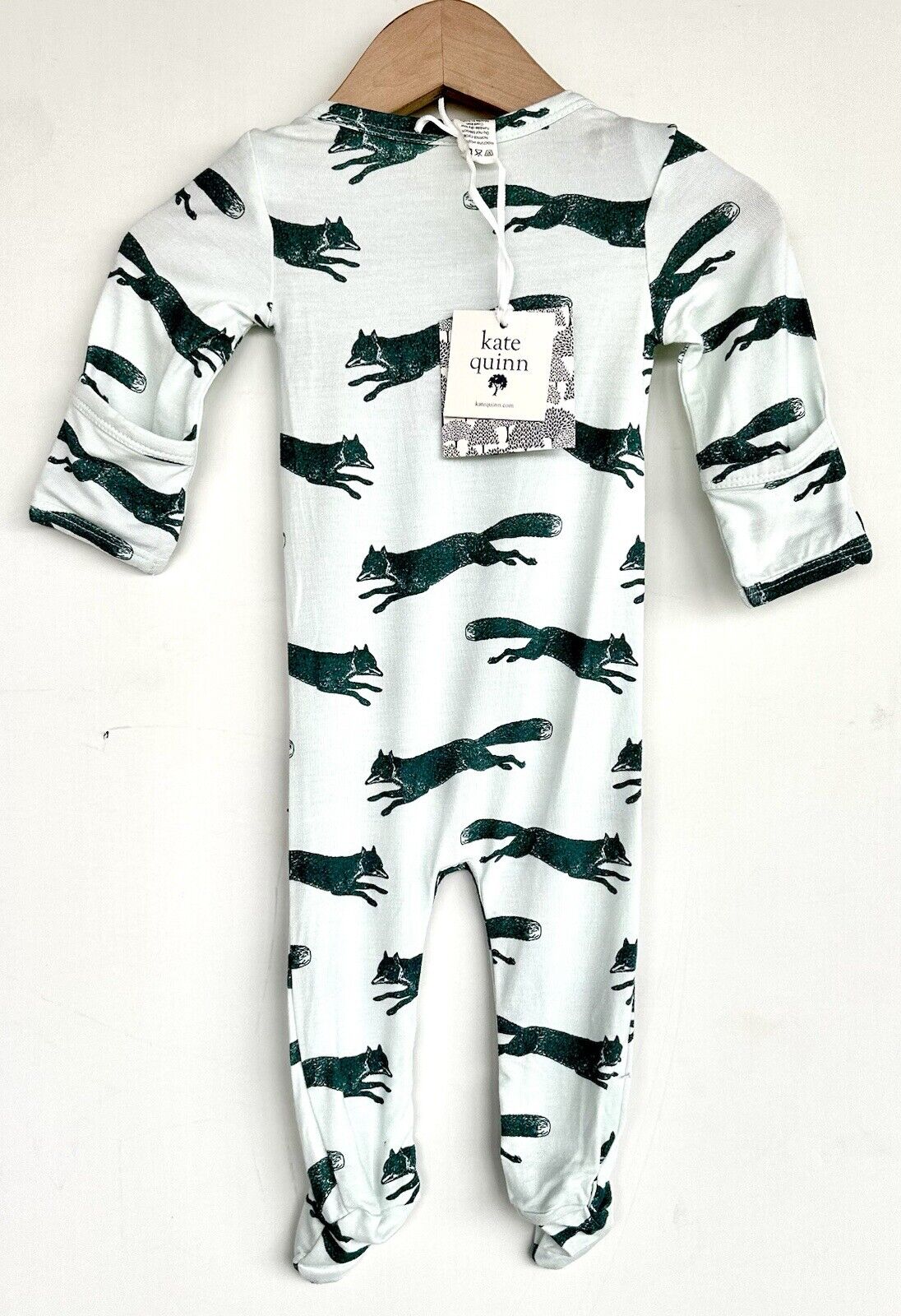 Kate Quinn Jumping Fox Lap Neck Footie Retails $38 Soft Modal Spandex Turquoise