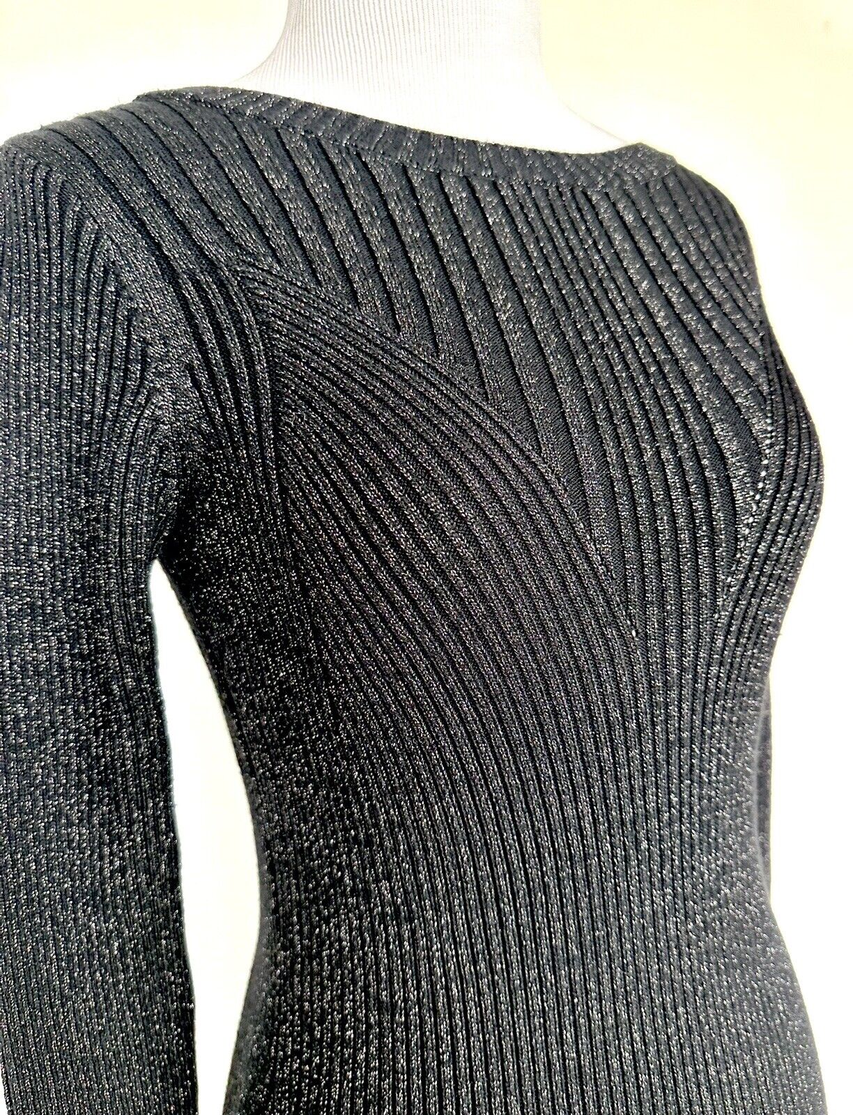 Kourt Black Knit Sweater Dress Metallic Thread Size S Price $60 NWT