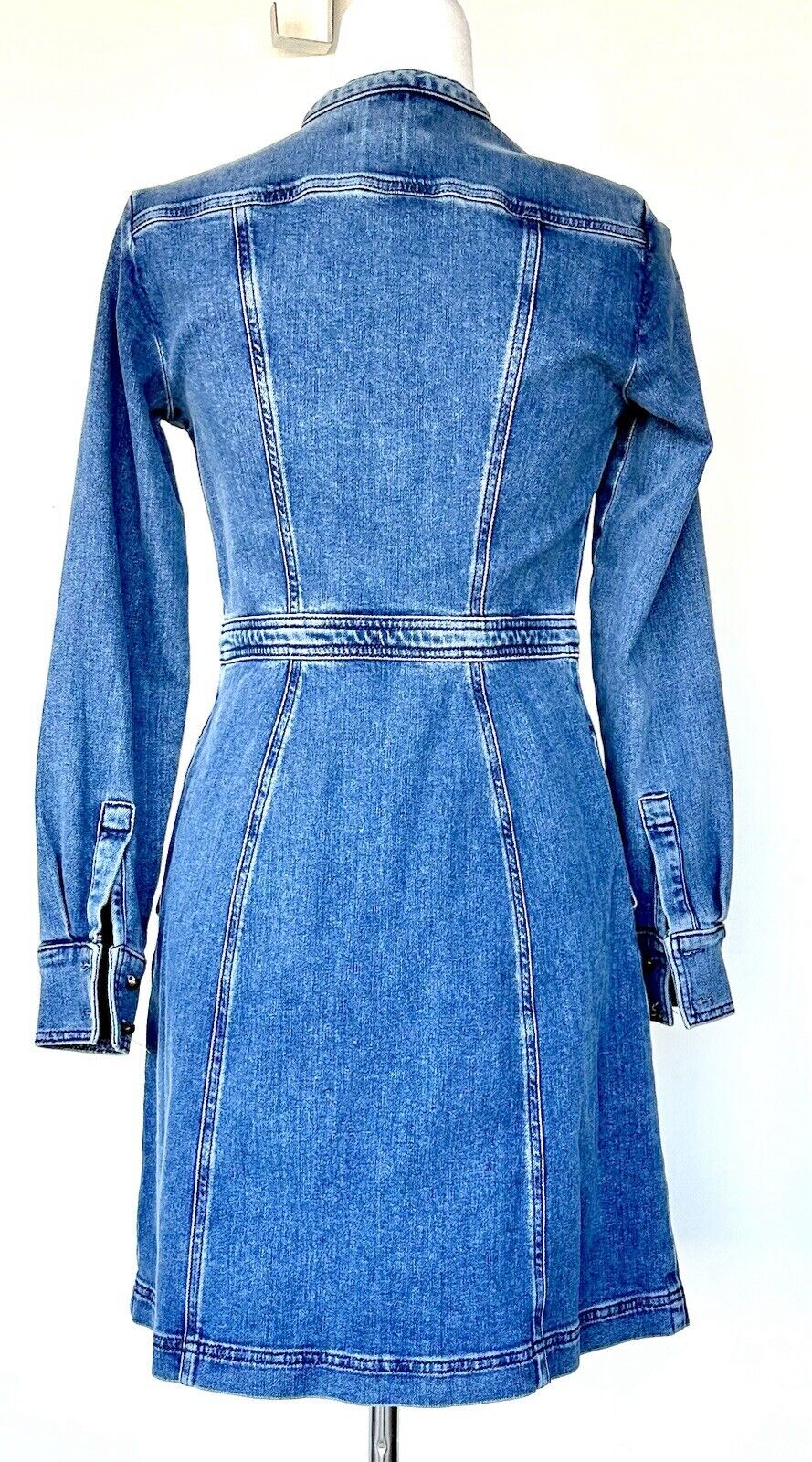 Boden Elspeth Denim Tie Neck Dress Retail $169 Size 2 NWT