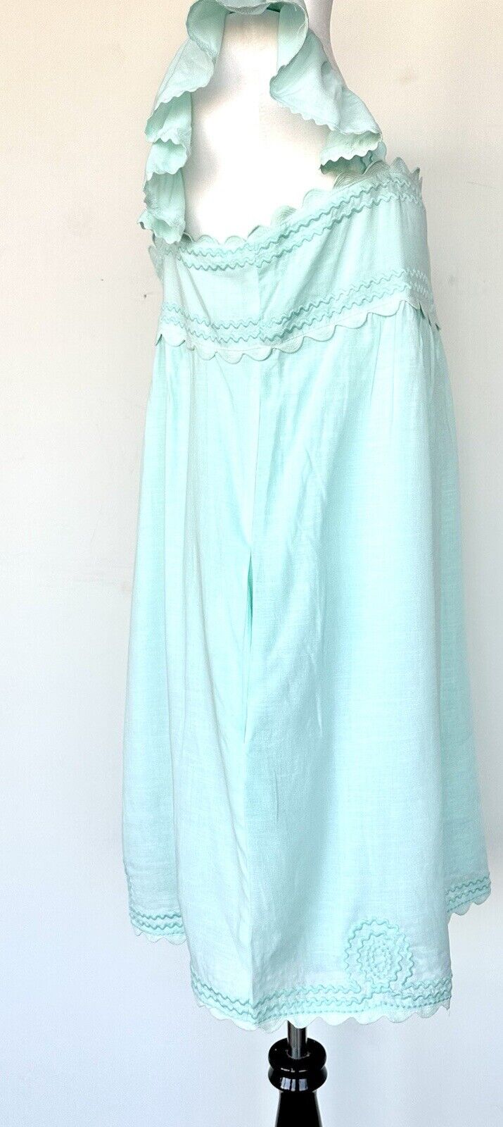 J Marie Brooklyn Dress Retail $128 Flutter Strap Embroidered Linen Mix Large