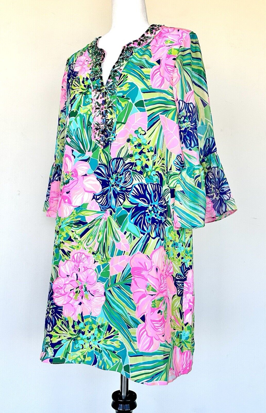 Lilly Pulitzer ELENORA Beaded SILK DRESS in Island Escape NWT SIZE M Retail $298