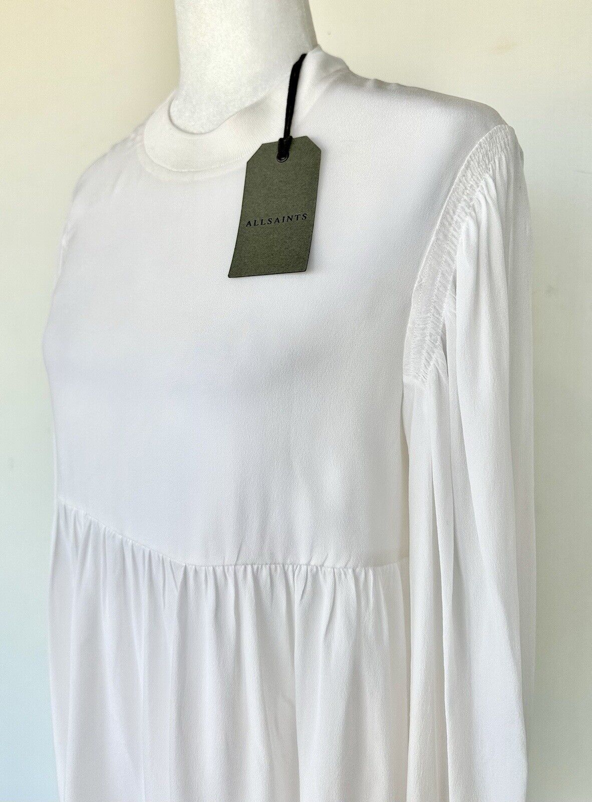 All Saints Fayre Blouse Chalk White Long Sleeve Retail $198 S Metal Stud Cuff