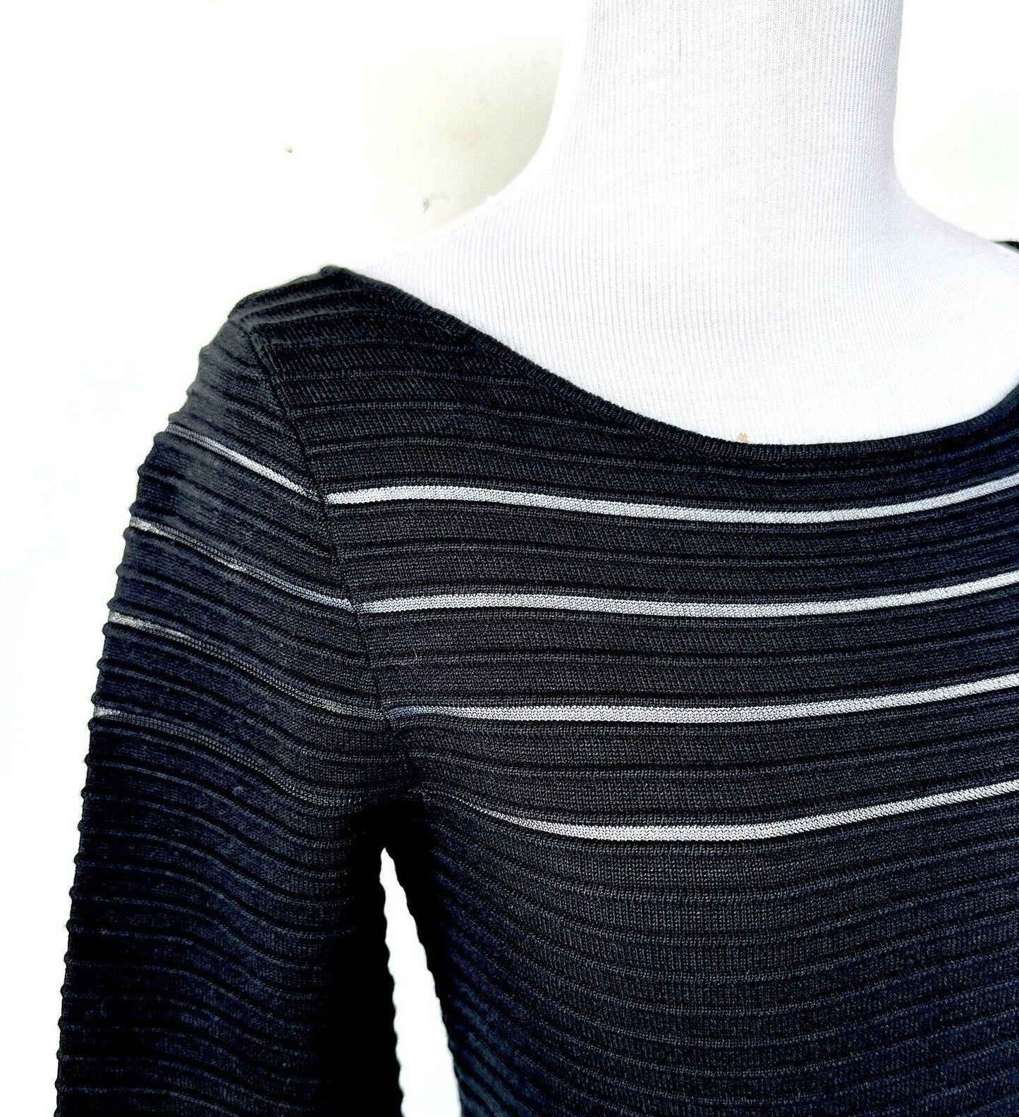 Eliza J Black Band W/ Mesh Fit & Flare Stretch Dress 3/4 Sleeve Size XS  NWT