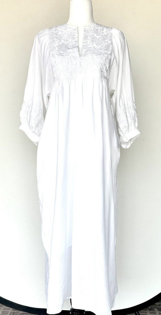 J Marie embroidered Louise MIDI Dress size L Retail $180 Tencel Cotton Linen