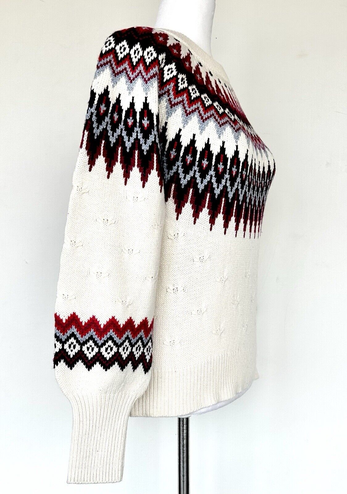 Sundance Elouise Fairisle Sweater Retails $148 Price $64 XS NWT Cotton Wool Mix