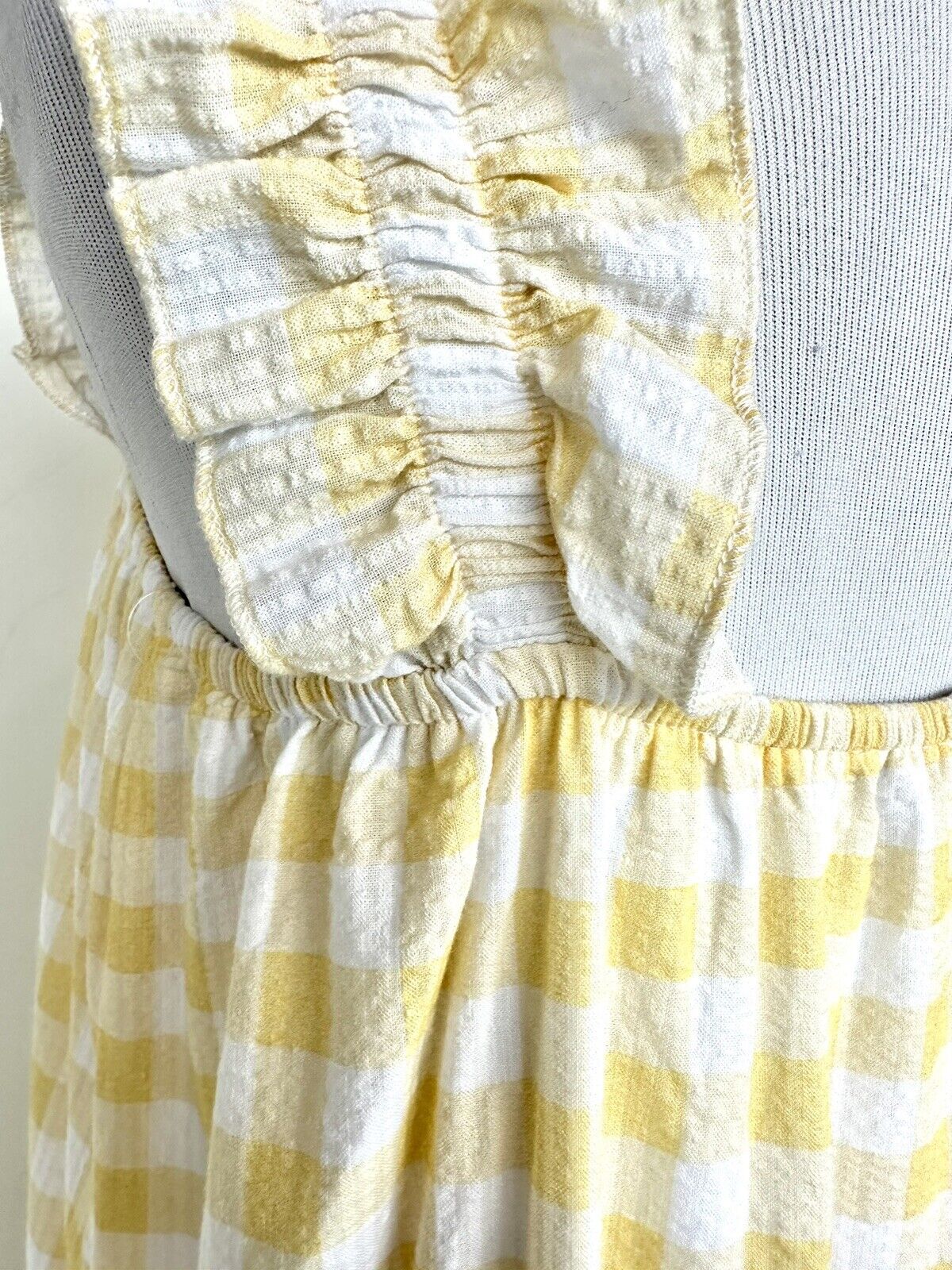 Charlie Holiday Yellow White Check Sundress XS Retail $129 Price $59 NWT