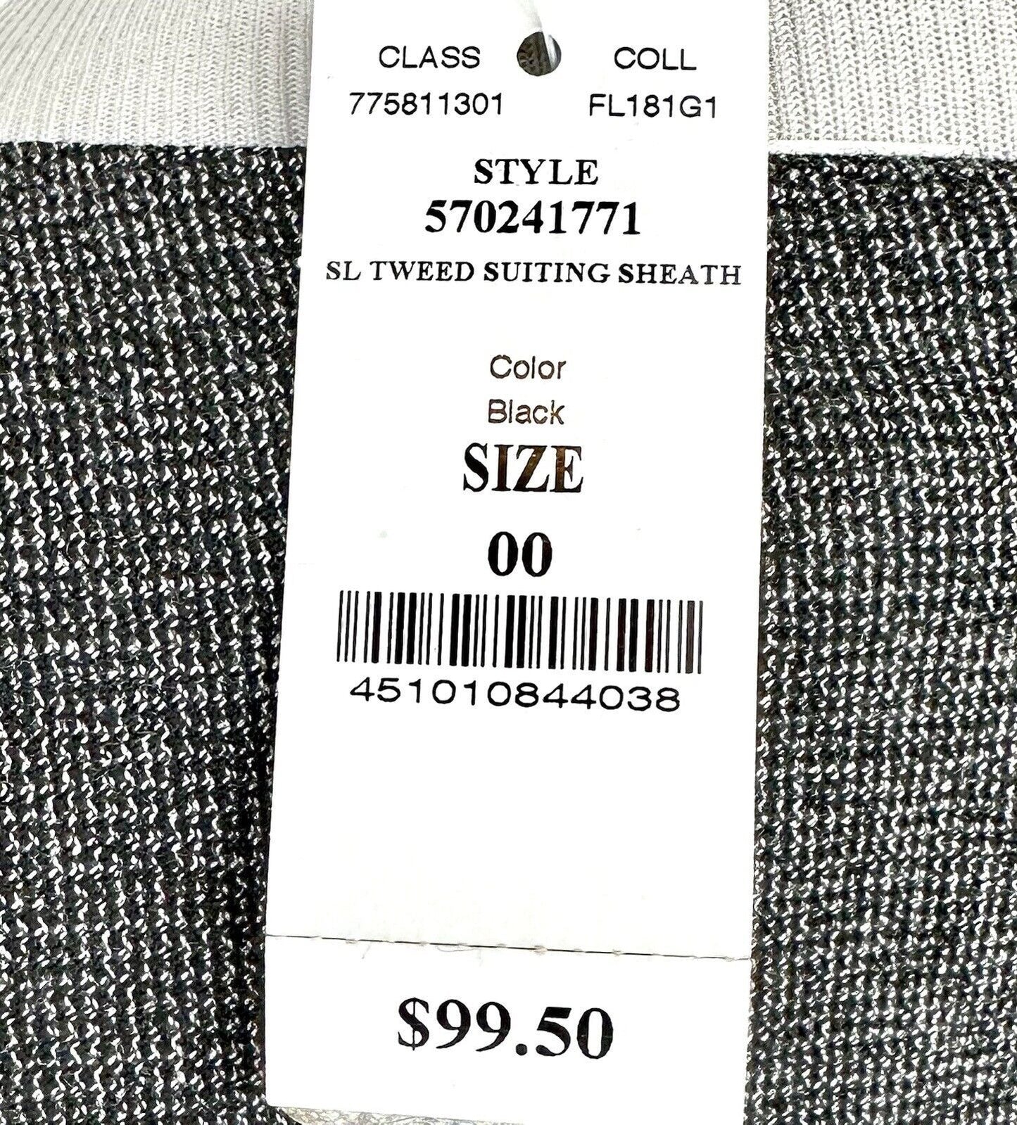 White House Black Market Tweed Panel Ponte Sheath Pencil Dress 00 Retails $99.50