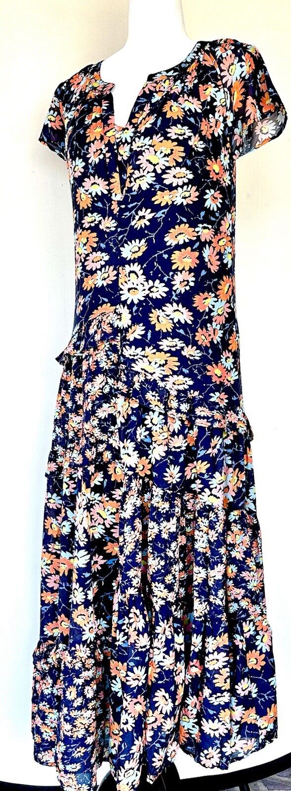 Sundance Pretty Petals Tiered Midi Dress Retails $178 PXXS Ruffle NWT