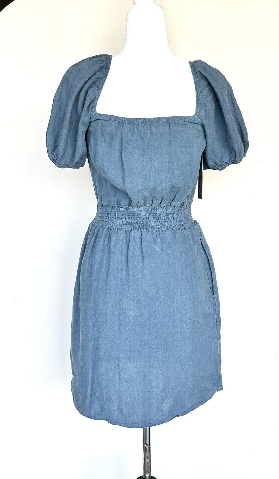 Anthropologie Cloth And Stone Blue Linen Dress Retail $148 Price $65 XS