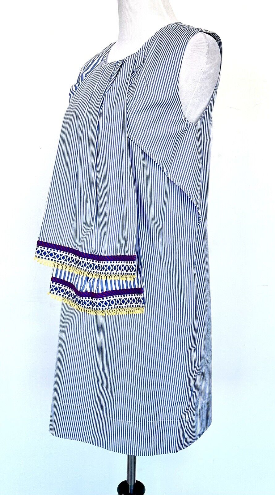 Max Mara Weekend Baleari Stripe Dress Embroidery Scarf Detail Retail $325 Sz 8