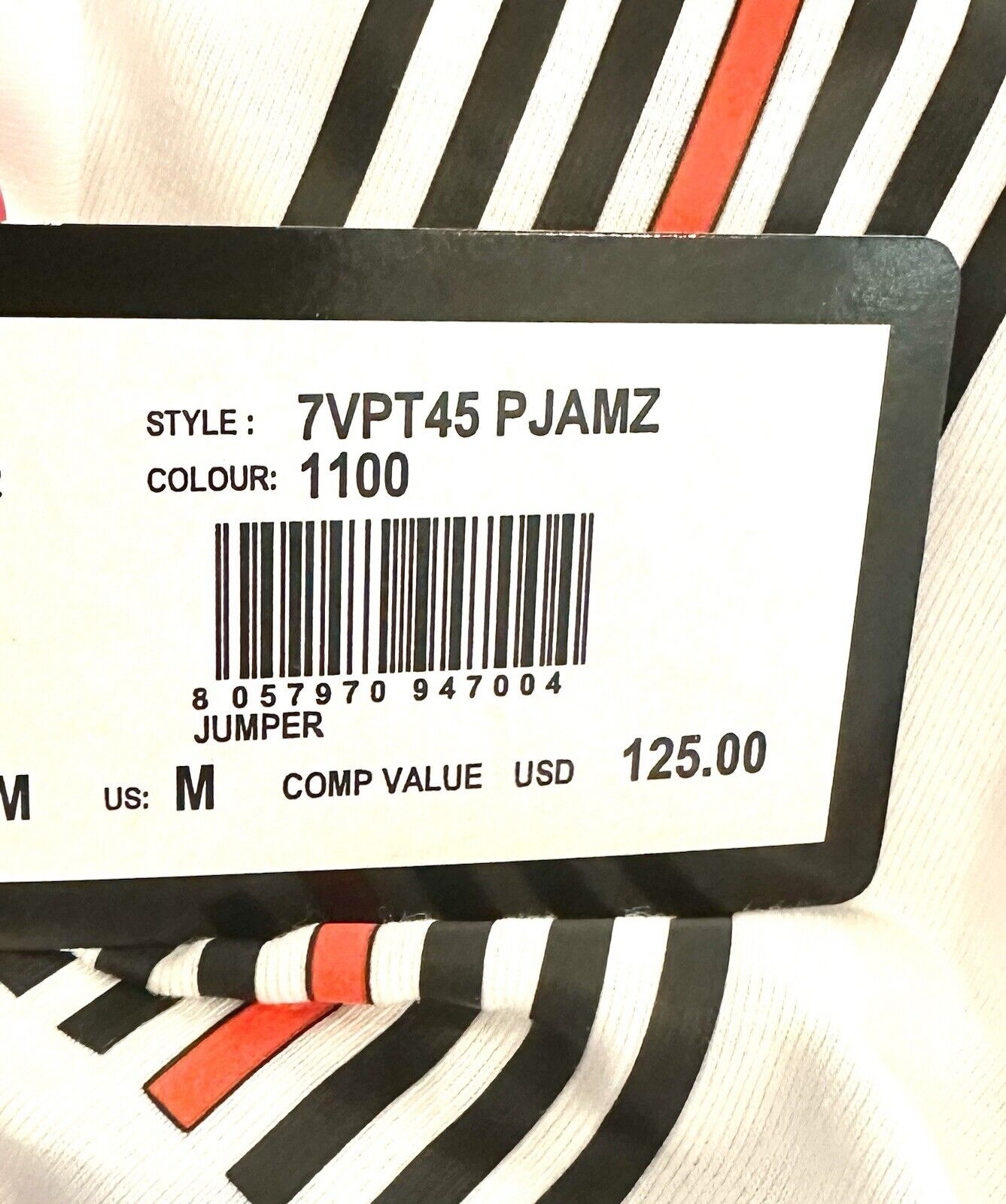 Emporio Armani Long Sleeve Men Zip Top EA7 Retail $125 Medium