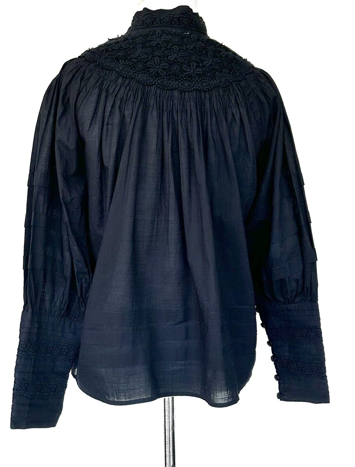 By Timo Black High Neck Margaux Victorian Style Blouse Retails $289 XS