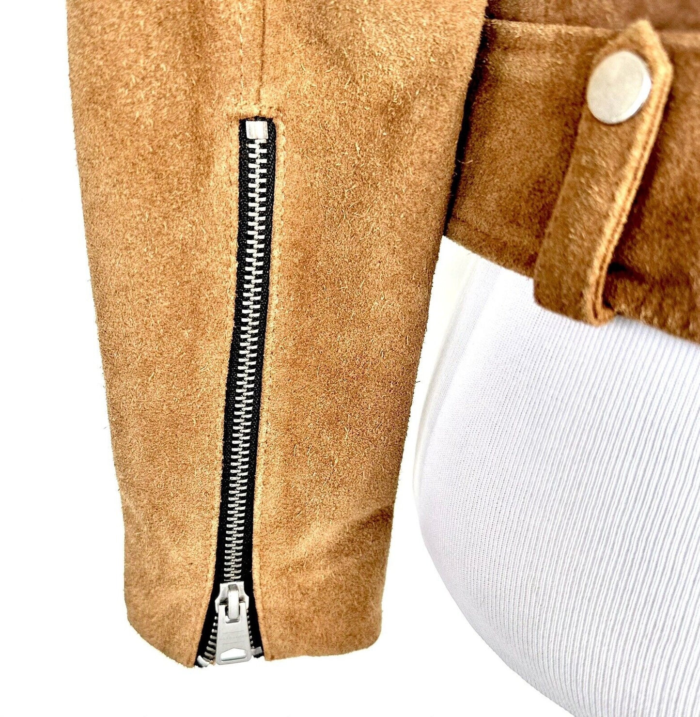 AllSaints Tan Neko Suede Leather Biker Jacket NWT Retail $489 Price $275 Size 0