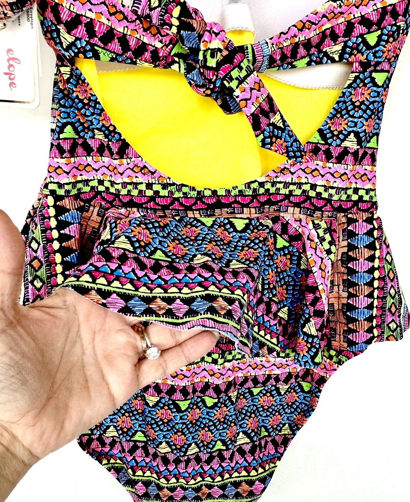Pink Envelope Swimsuit One Piece Peplum Size S With Removable Strap Retail $110
