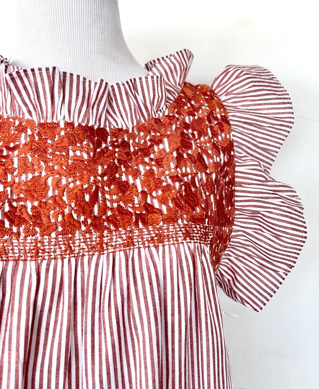 J Marie embroidered Schafer MIDI Dress size S Retail $158 Price $78 Stripe