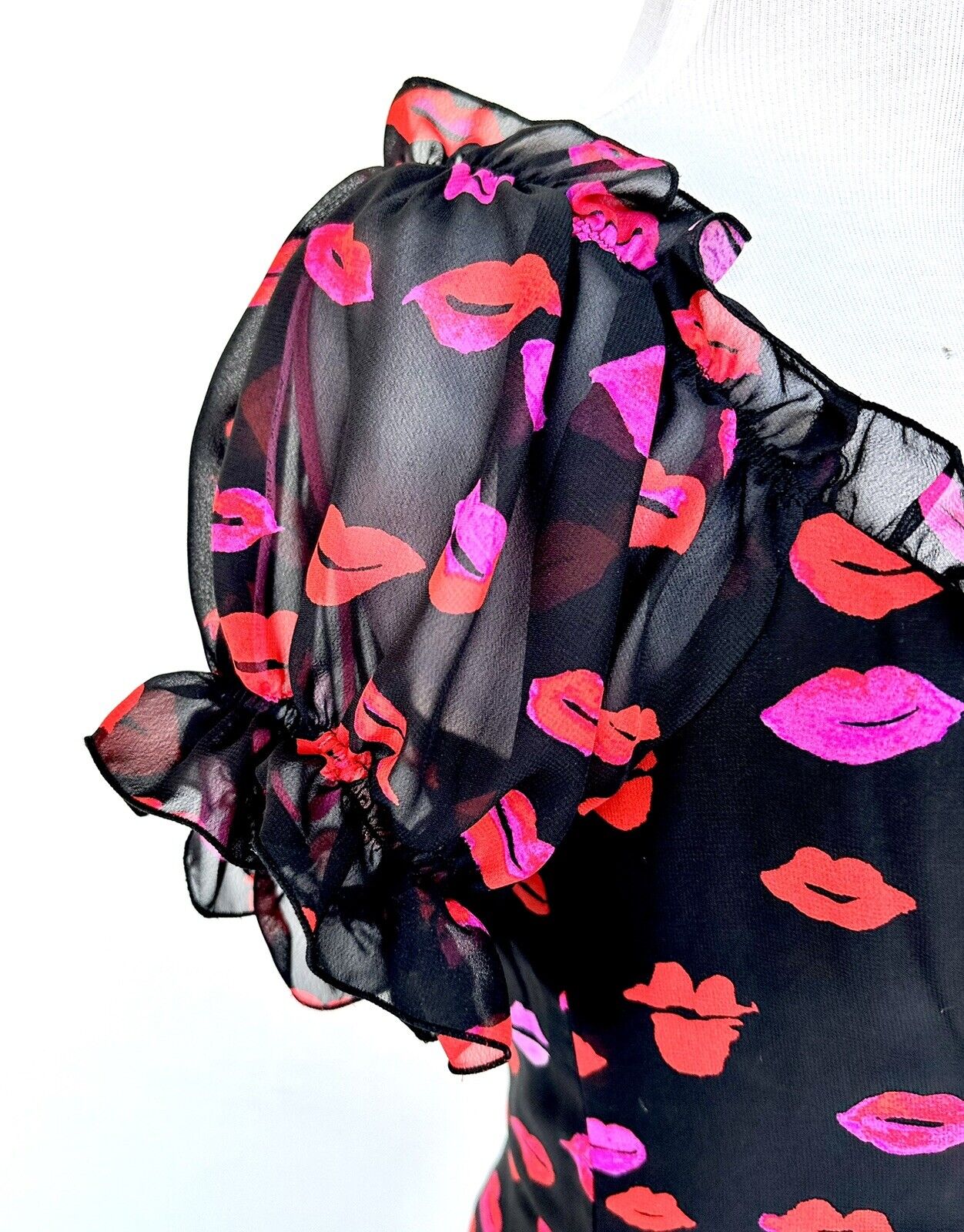 Betsey Johnson Black & Red Lips Lace Up Dress Retails $118 Price $89 Size 2
