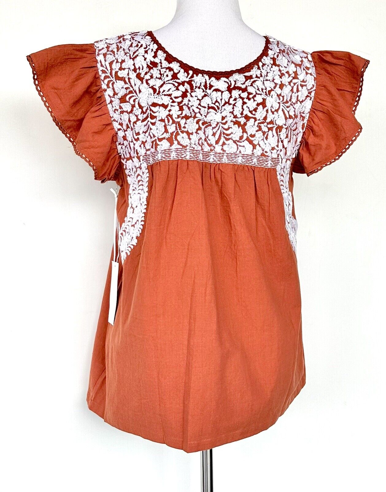 NWT J Marie embroidered Autumn Top size S Retail $106 Price $53 Rust