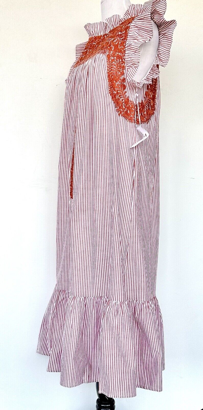 J Marie embroidered Schafer MIDI Dress size S Retail $158 Price $78 Stripe