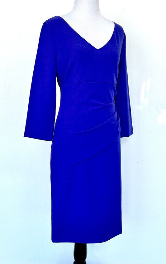 Diane von Furstenberg Dress Chrome Purple Ruched Hip Retail $378 Size 6 NWT