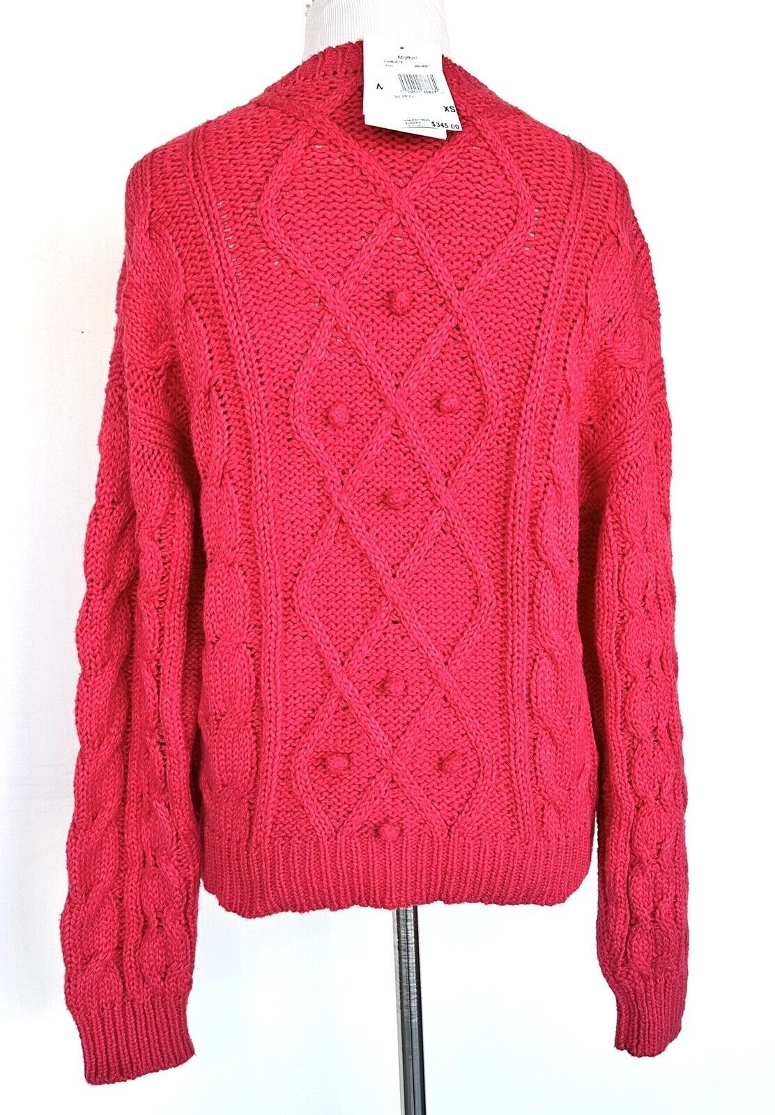MOTHER The Jumper Cotton Cable Sweater Embroidered Retail $345 XS