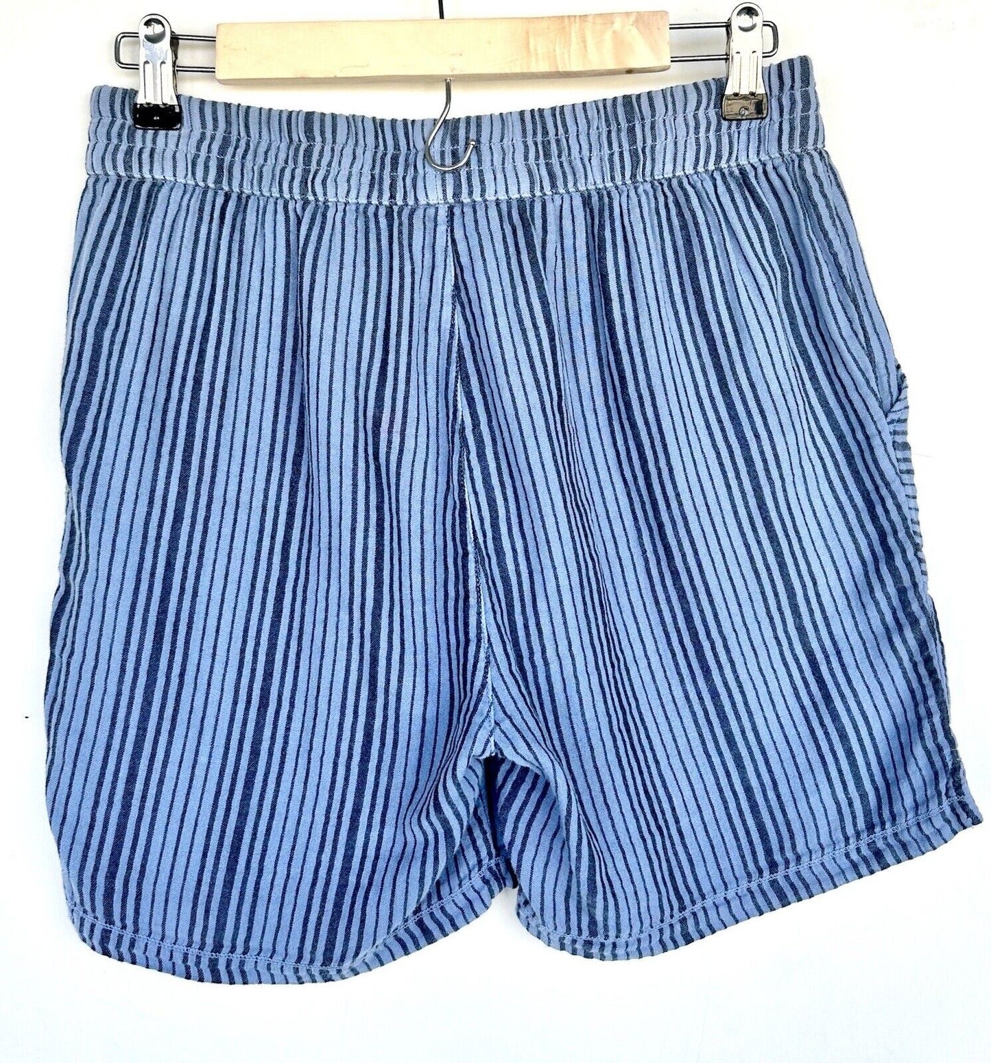 Sundance Mododoc Blue Stripe Indiana Cotton Short Retail $68 XS