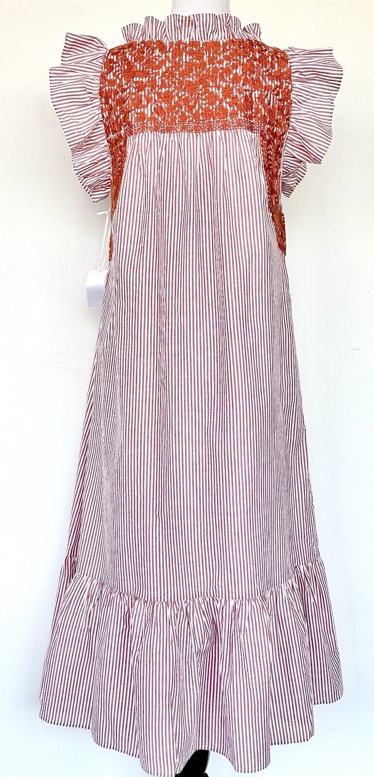 J Marie embroidered Schafer MIDI Dress size XS Retail $158 Price $78 Stripe