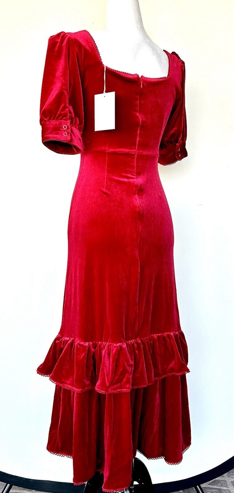 Rachel Parcell Velvet Midi Dress Ruffle Hem XS Retail $188 NWT