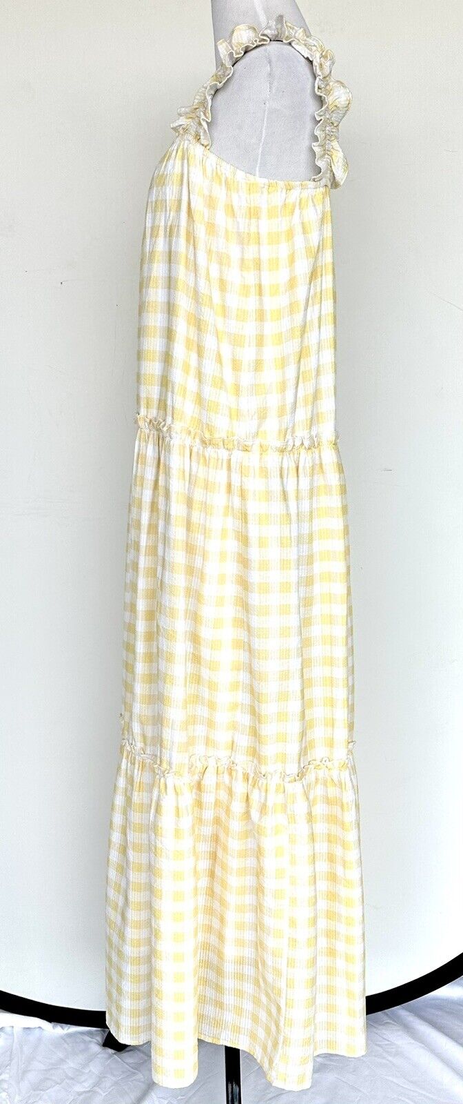 Charlie Holiday Yellow White Check Sundress XS Retail $129 Price $59 NWT