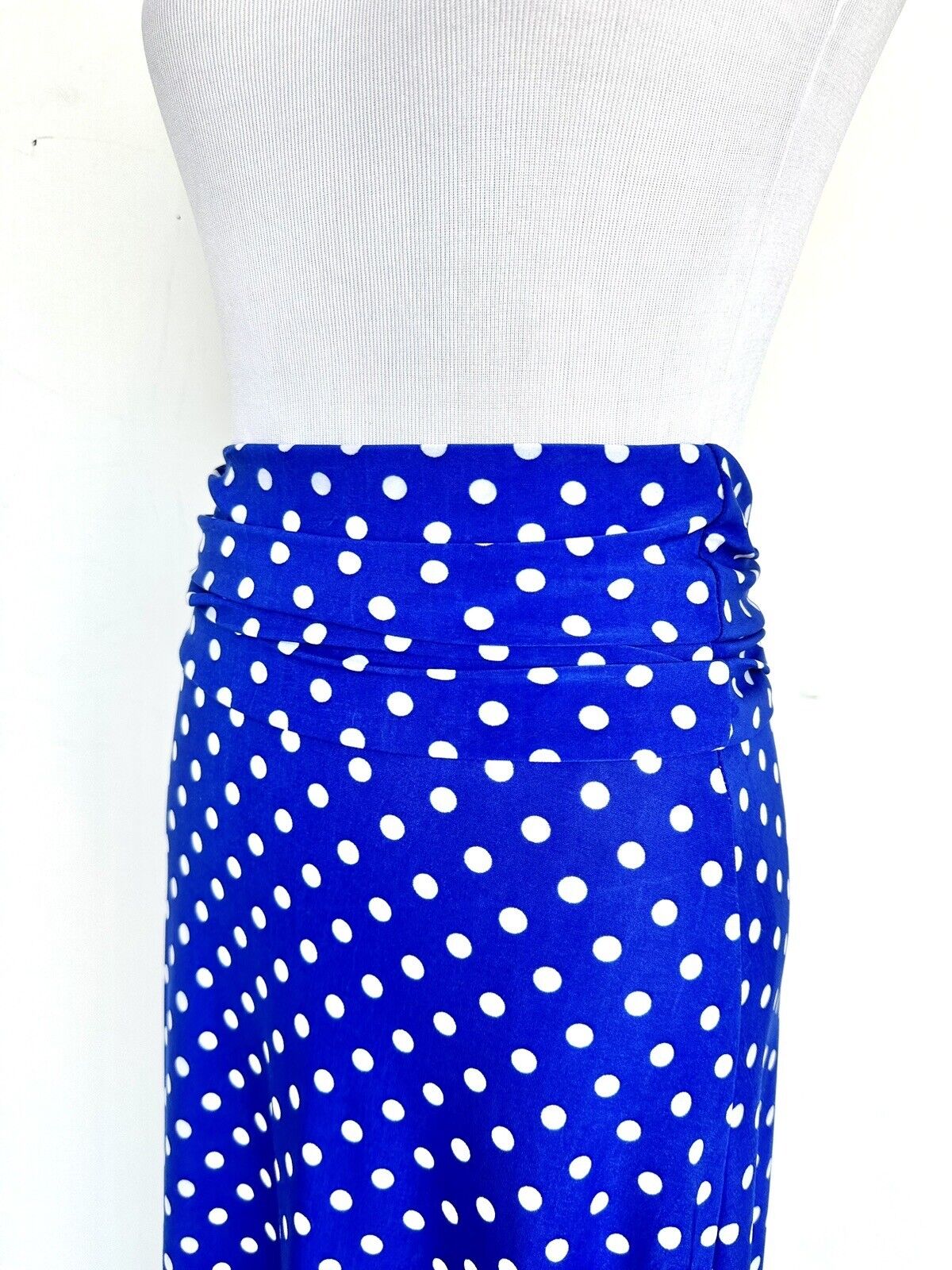 Honey & Lace White & Blue Spot MAXI Skirt Stretch XS Price $39.99