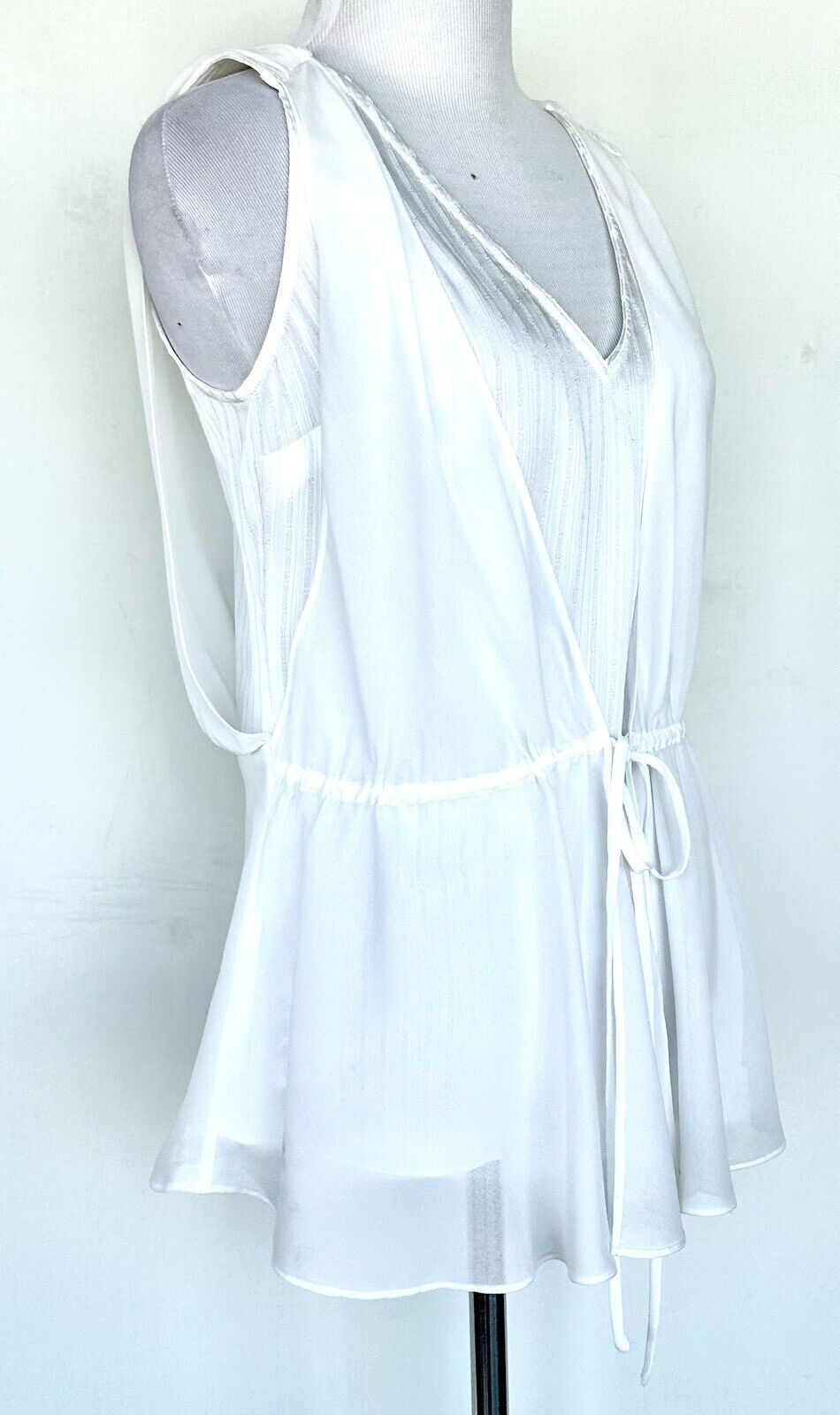 ALLSAINTS Celeste Sleeveless Two Layer Textured Blouse Size 0 Chalk White New