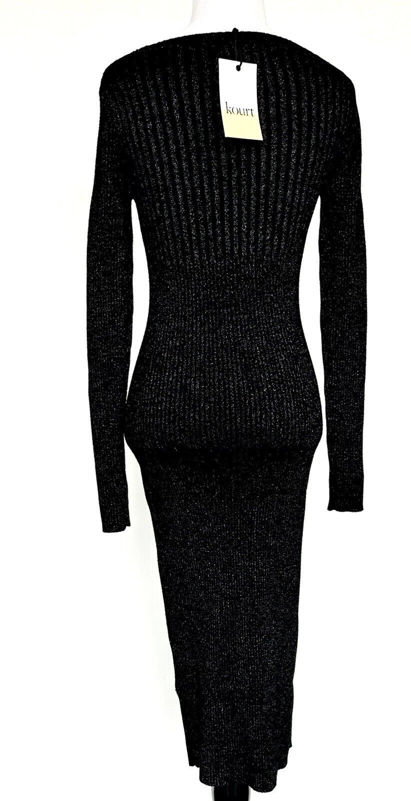 Kourt Black Knit Sweater Dress Metallic Thread Size S Price $60 NWT