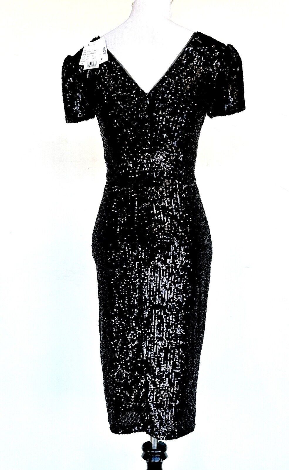 Aqua Black Sequined Party Cocktail Dress Size 0 Retails $248 Price $85