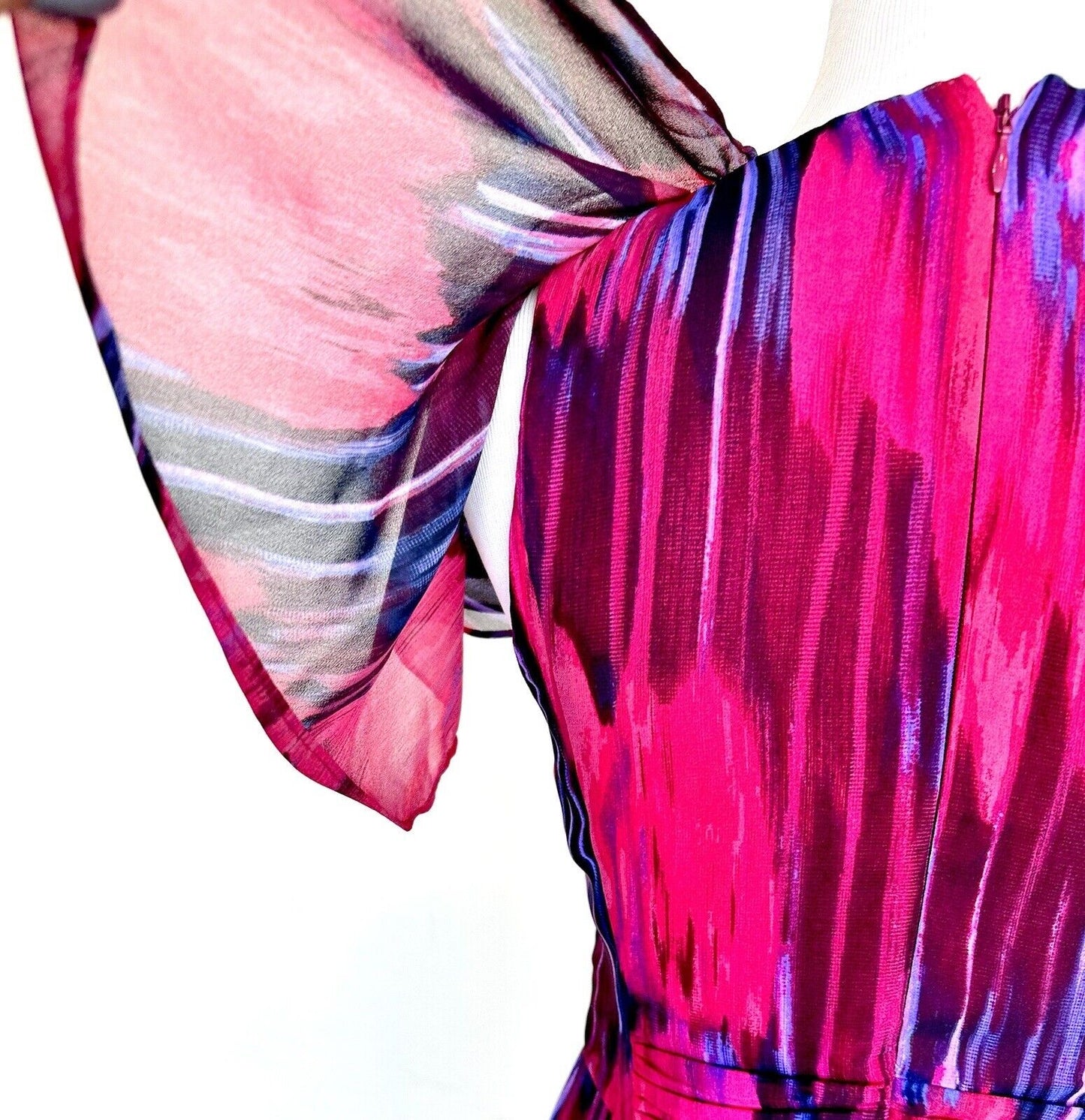 Halston Heritage Flutter Sleeve Fuchsia Dress Retails $325 Price $89 Size 2