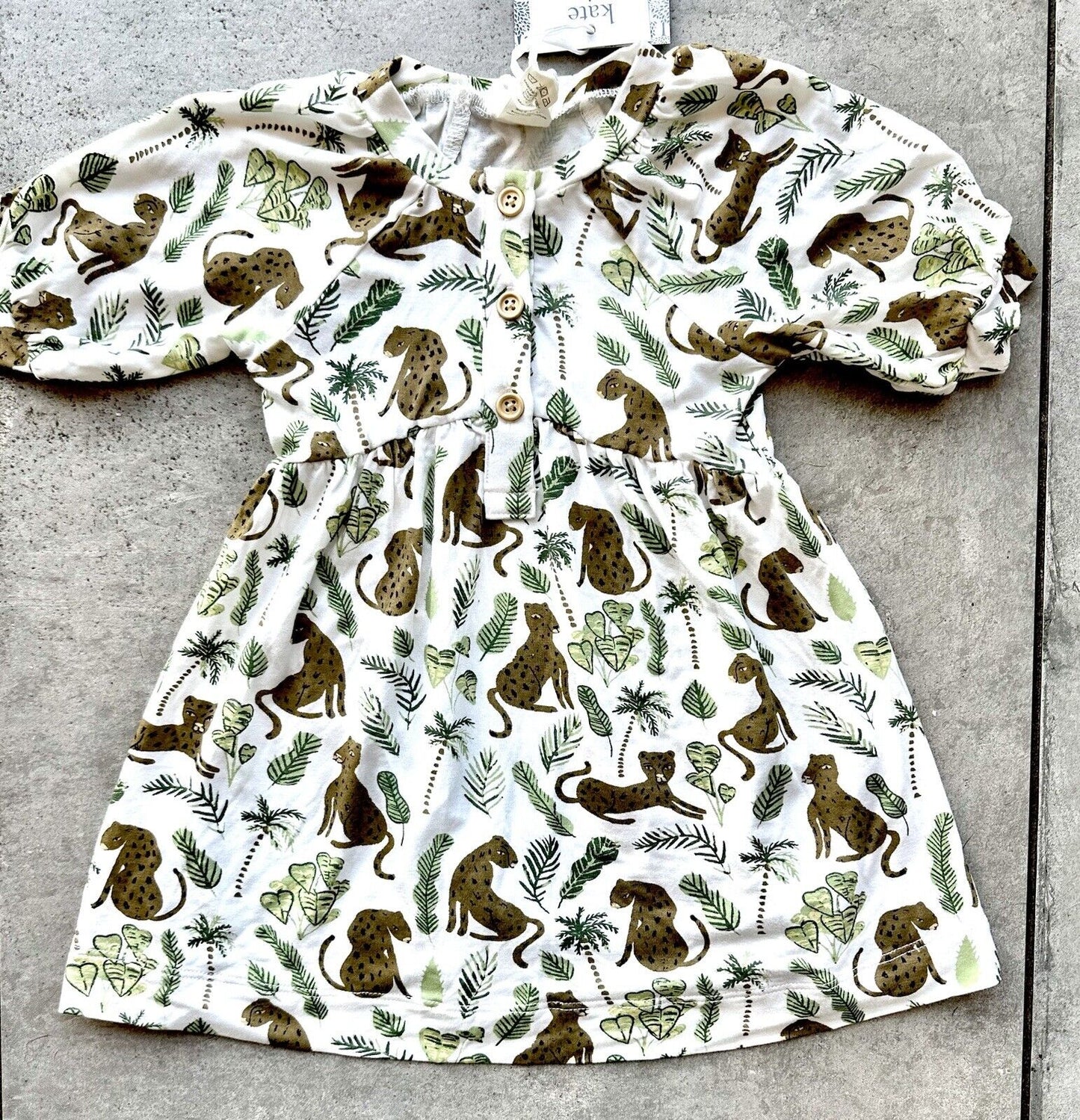Kate Quinn Jungle Leopard Dress Soft Viscose Bamboo Fabric Retails $44 3-6 M