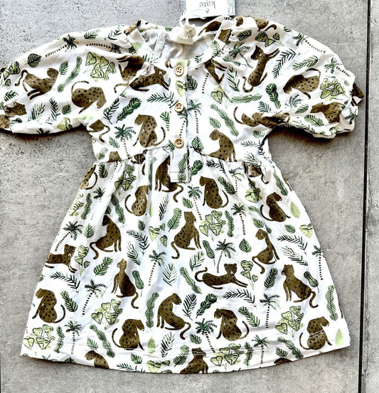 Kate Quinn Jungle Leopard Dress Soft Viscose Bamboo Fabric Retails $44 3-6 M