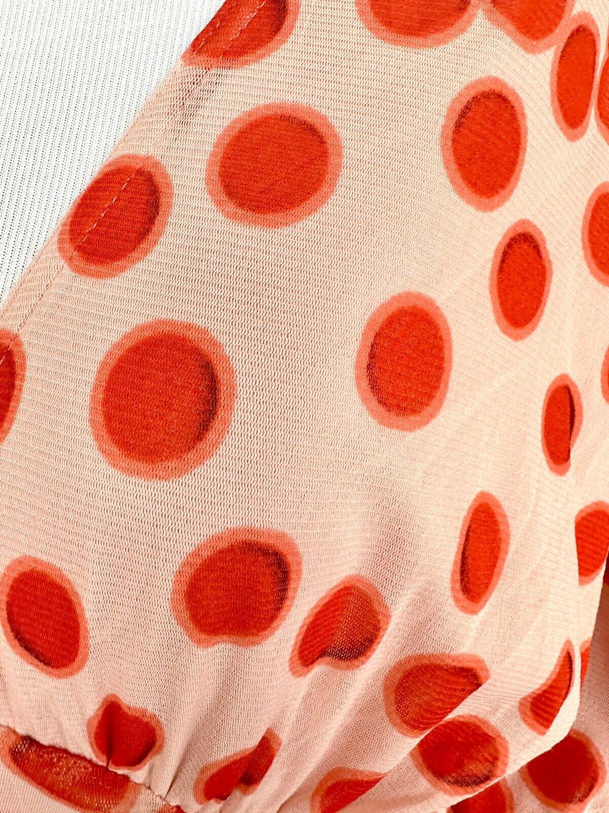 Vertigo Spot Mesh Overlay Dress Size S Ruched Retail $210 NWT Adjustable