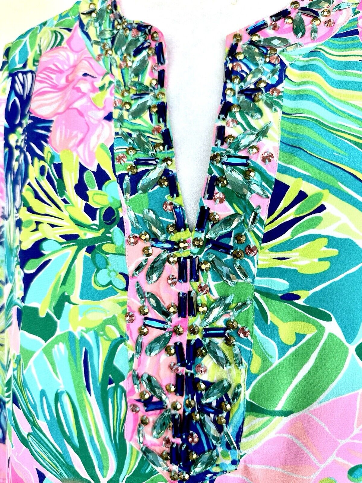 Lilly Pulitzer ELENORA Beaded SILK DRESS in Island Escape NWT SIZE M Retail $298