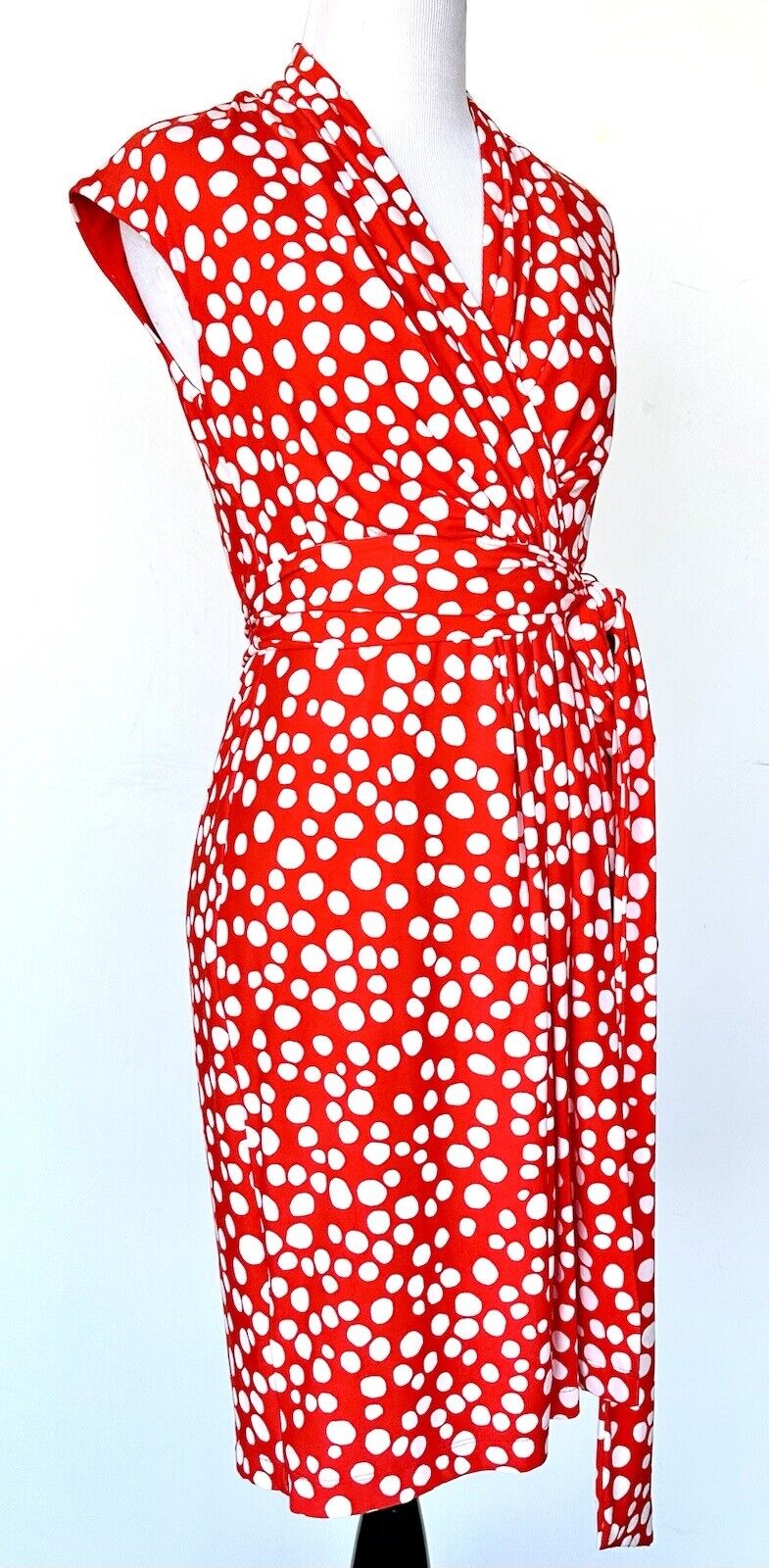 Eliza J Red And White Spot Dress Side Tie Retails $118 Price $79 Size 0P