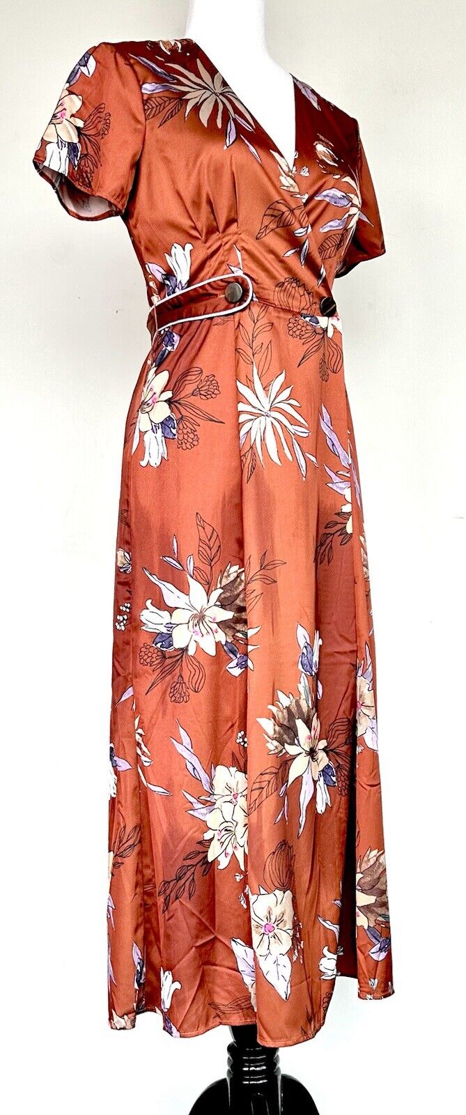 Hutch Bronze Maybelle Floral Satin Dress Size 0 Retail $280
